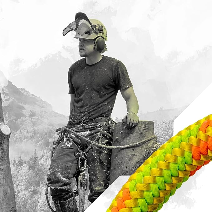 Pelican Rope Arborist Rope 11.8mm x 300Ft High-Strength 24-Strands Static Climbing Rope | 7,000 lb Strength for Tree Climbing, Pulling, Outdoors & Swing | Made in USA - Red, Plain End