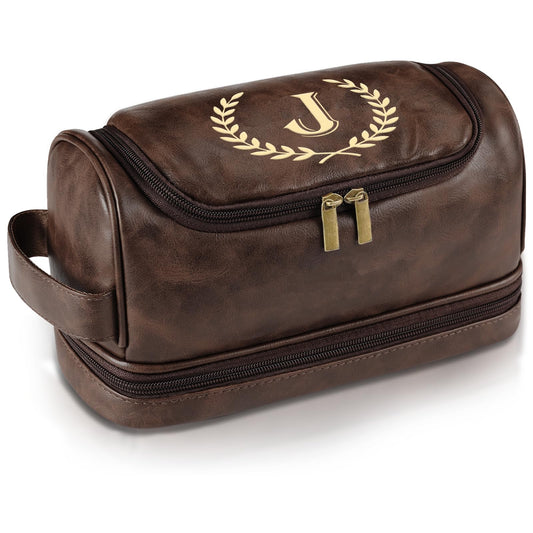 Personalized Toiletry Bag for Men Gifts, Birthday Gifts for Him Dad Husband Brother Boyfriend Groomsmen, Customized Leather Initial Travel Shaving Bag, Gifts for Father's Day Anniversary Christmas