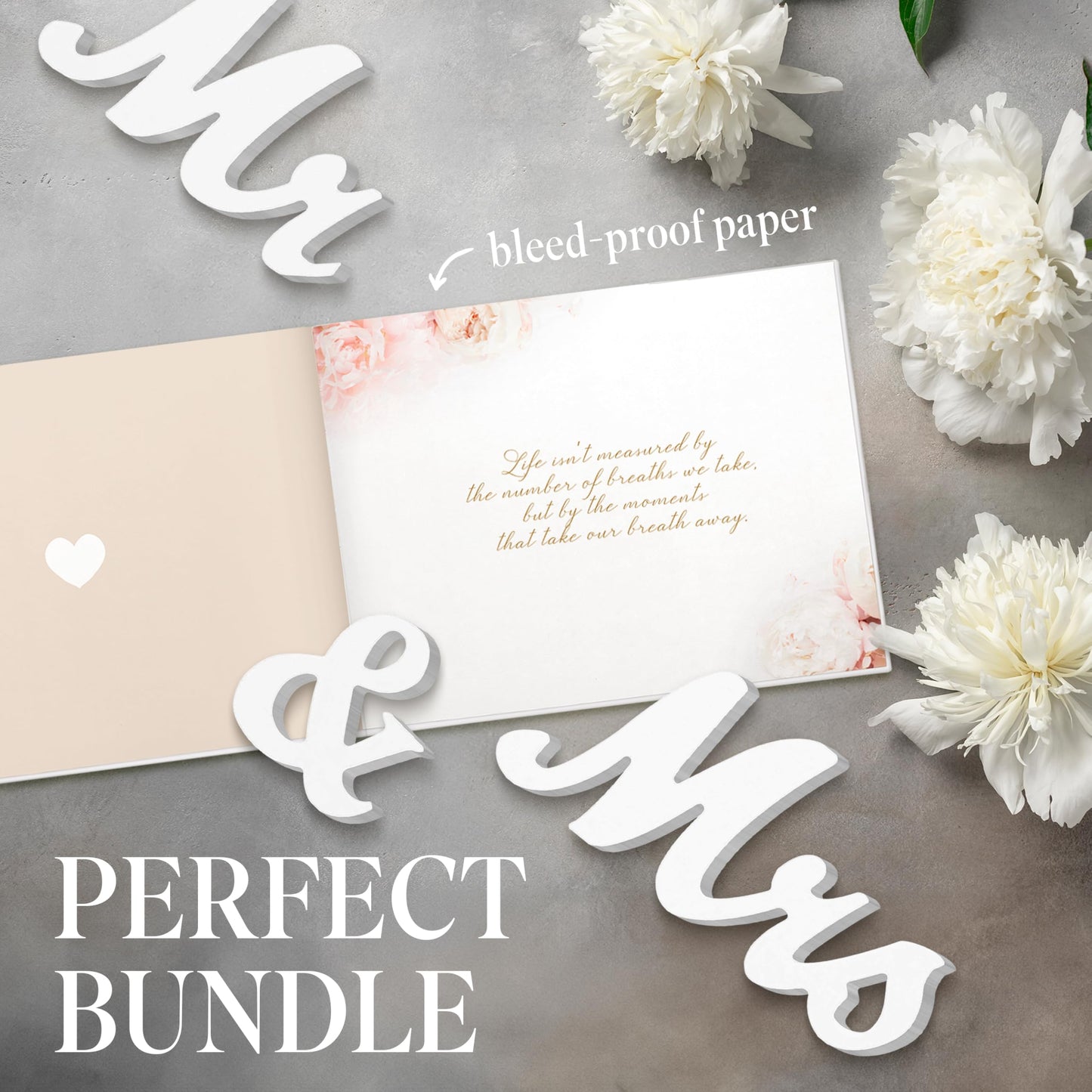 CompanyLyon Wedding Guestbook 128 Pages, Guestbook Hardcover, with Additional Letters Mr & Mrs. Guestbooks, Guestbook for Wedding, Guestbook for Wedding, Receptionbooks, Guestbook Wedding Reception.