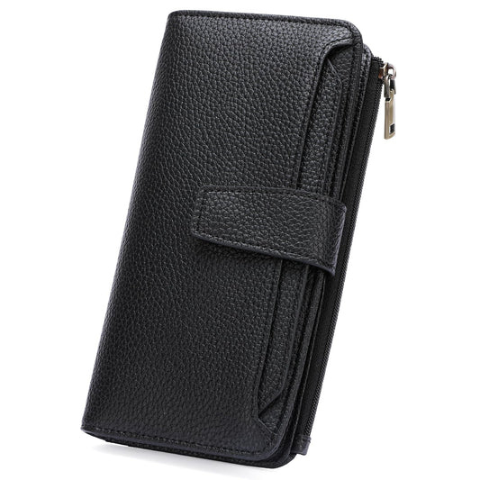 GAEKEAO Women Wallet RFID Blocking Leather Bifold Compact Card Holder Ladies Travel Wallet Purse, Large Capacity Wristlet
