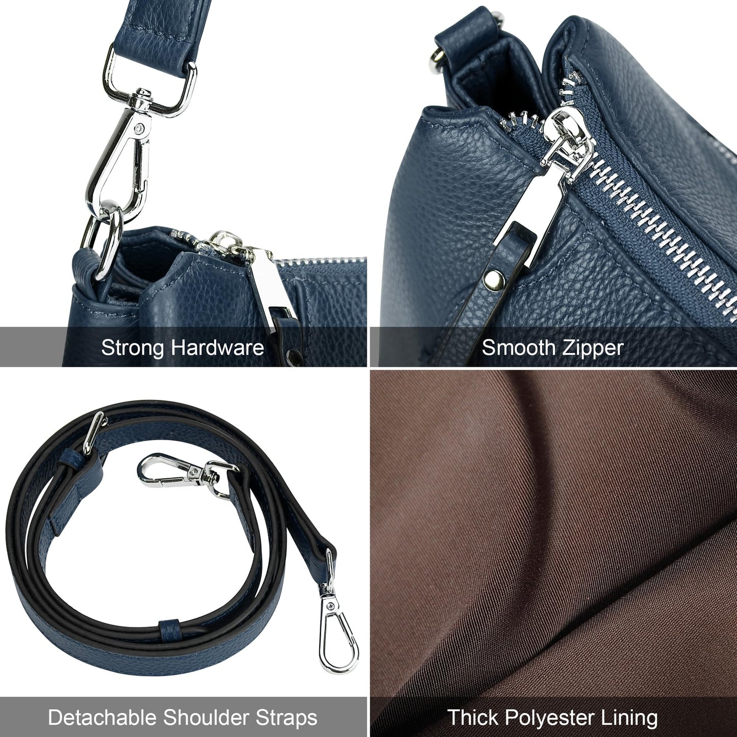 Over Earth Genuine Leather Small Hobo Crossbody Bags for Women Shoulder Purses and Handbags(O189E Indigo Blue)