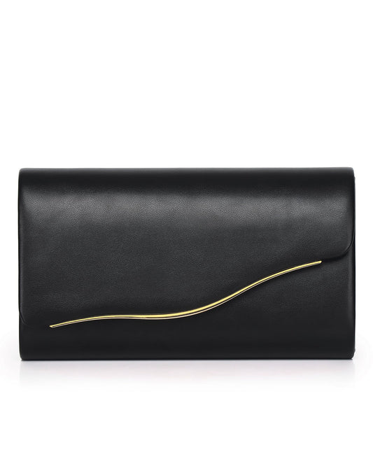 Labair Women Evening Bag Vegan Leather Envelope Clutch Purses Handbags for Wedding Party Formal. (Black)