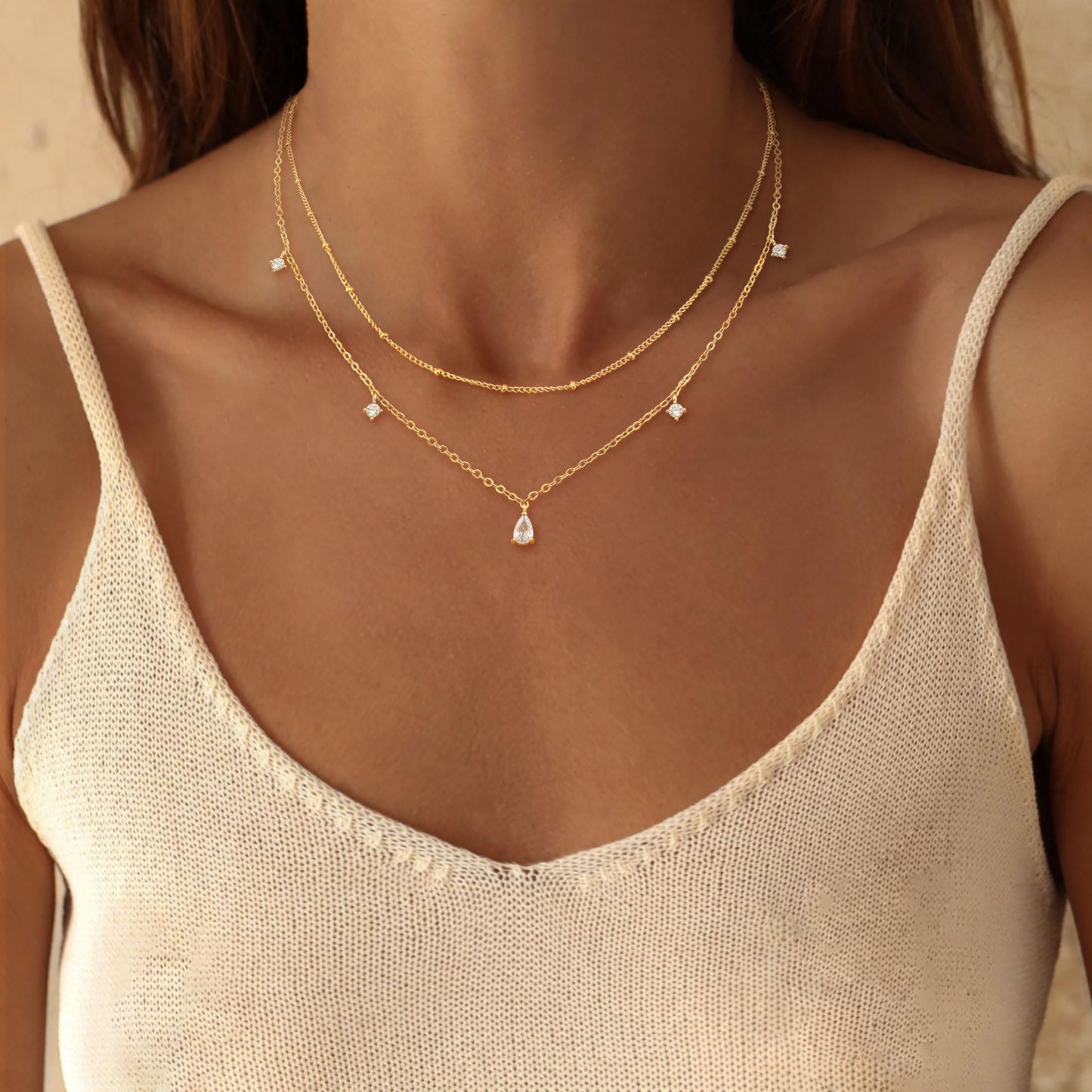 SELFROSE Layered Necklaces For Women,Dainty Gold Necklace Stack 14k Gold Plated CZ Layering Choker Necklaces For Women Trendy Simple Formal Choker Necklace Set Fashion Accessories Jewelry Set
