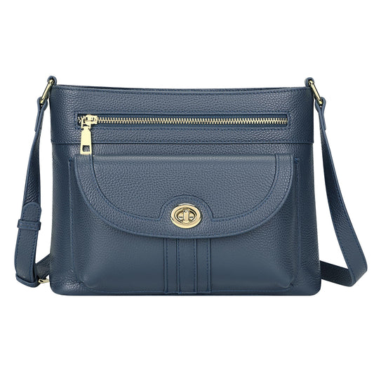 Over Earth Genuine Leather Crossbody Bags for Women Trendy Purses and Ladies Shoulder Handbags(O202E-2G Indigo Blue)