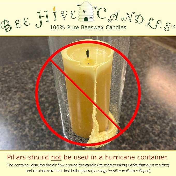 100% Pure Beeswax Pillar Candle (2" x 4") | Natural Beeswax Candles | Soy, Paraffin & Fragrance Free | Handmade in The USA