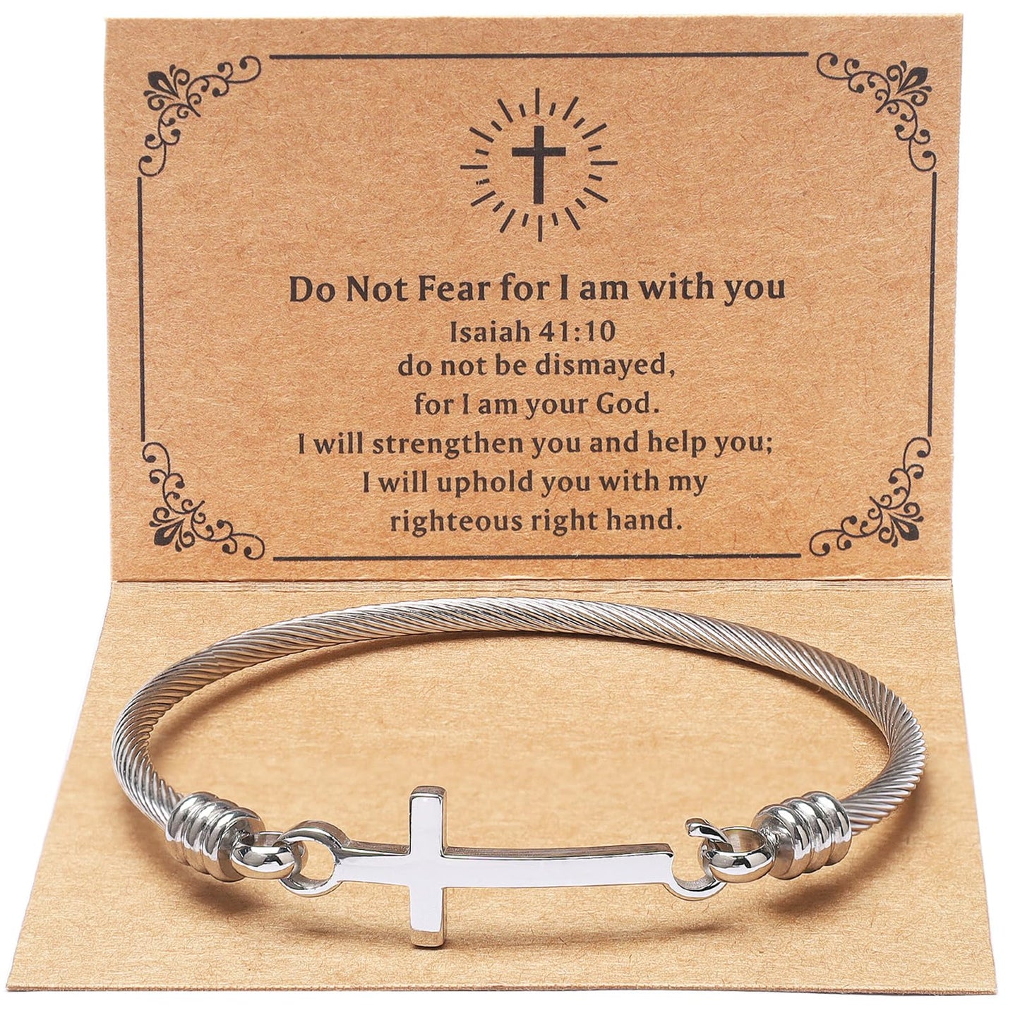 DS Religious Gift for Her Christian Cross Bracelet Bible Verse God is Within Her She Will Not Fall Inspirational Bracelets For Women Stainless Steel Jewelry Gift To Daughter Best Friend (Cross bracelet-Silver 3)