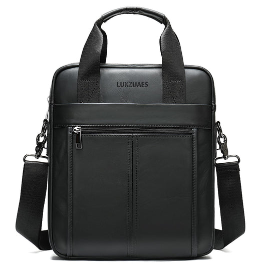 LUKZIJAES Genuine Leather Shoulder Messenger Bag for Men Adjustable Shoulders Sling Crossbody Bags for Travel Work Business Handbag (3#-Black)