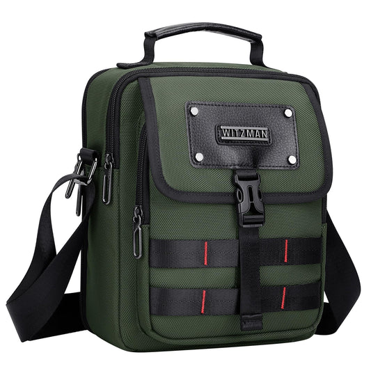 WITZMAN Crossbody Bag for Men Casual Messenger Bag Satchel Nylon Shoulder Bag Lightweight Man Purse for Work Travel（B708 Army Green）