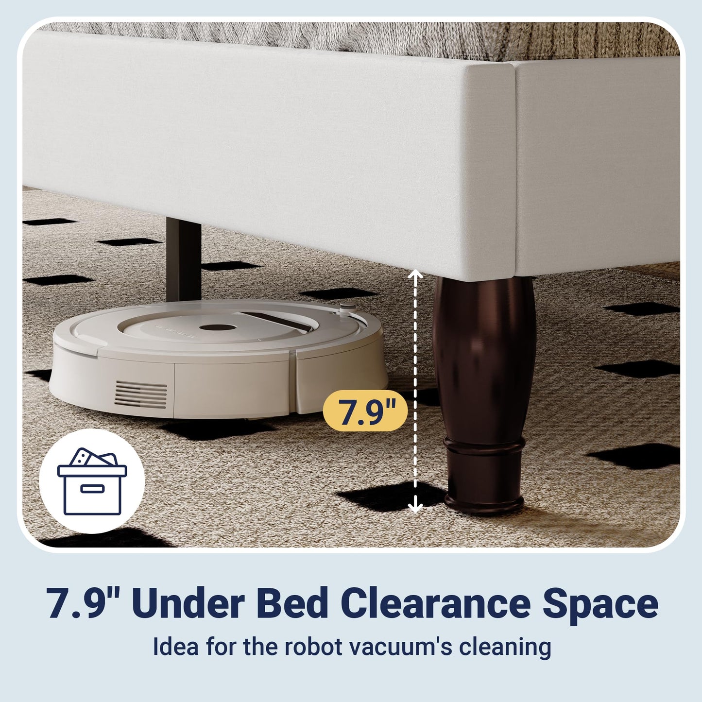 Allewie King Bed Frame with Adjustable Velvet Tiara Headboard, Upholstered Diamond Button Tufted Platform Bed, Wood Slats Support, No Box Spring Needed, Mattress Foundation, Easy Assembly, White