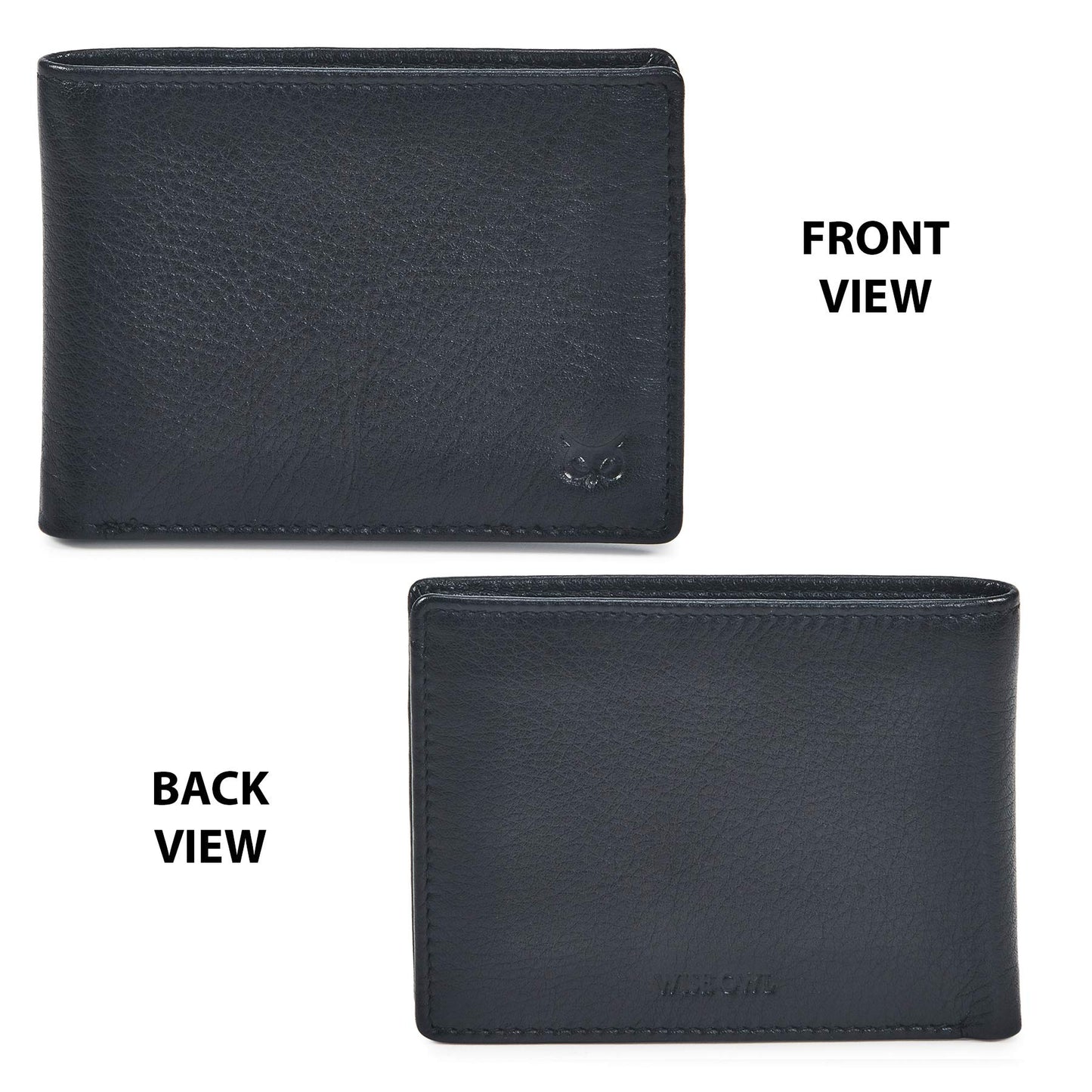 Real Leather Mens Bifold Wallet RFID Blocking Slim Minimalist Front Pocket - Thin & Stylish with ID Window in Gift Box (Nappa, Black)