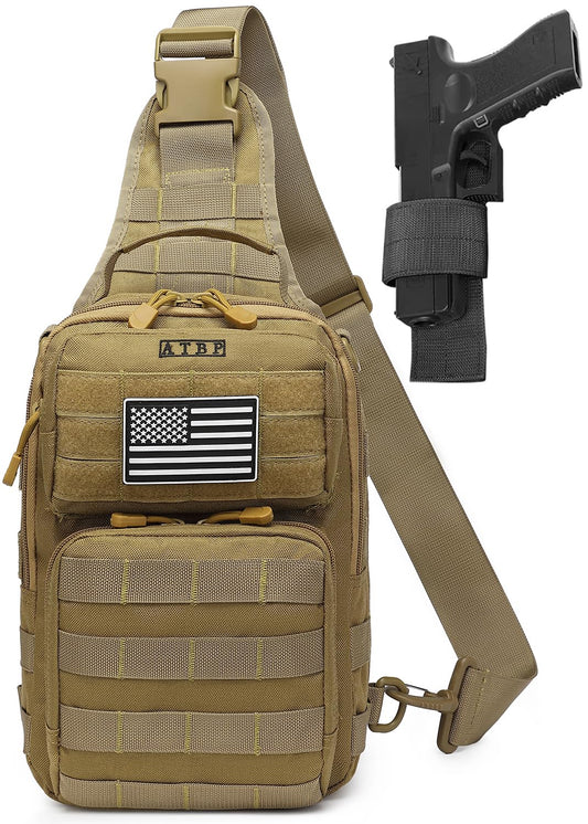 ATBP Tactical Sling Backpack With Holster Military Crossbody Bag for Men Single Shoulder Back Pack 10L
