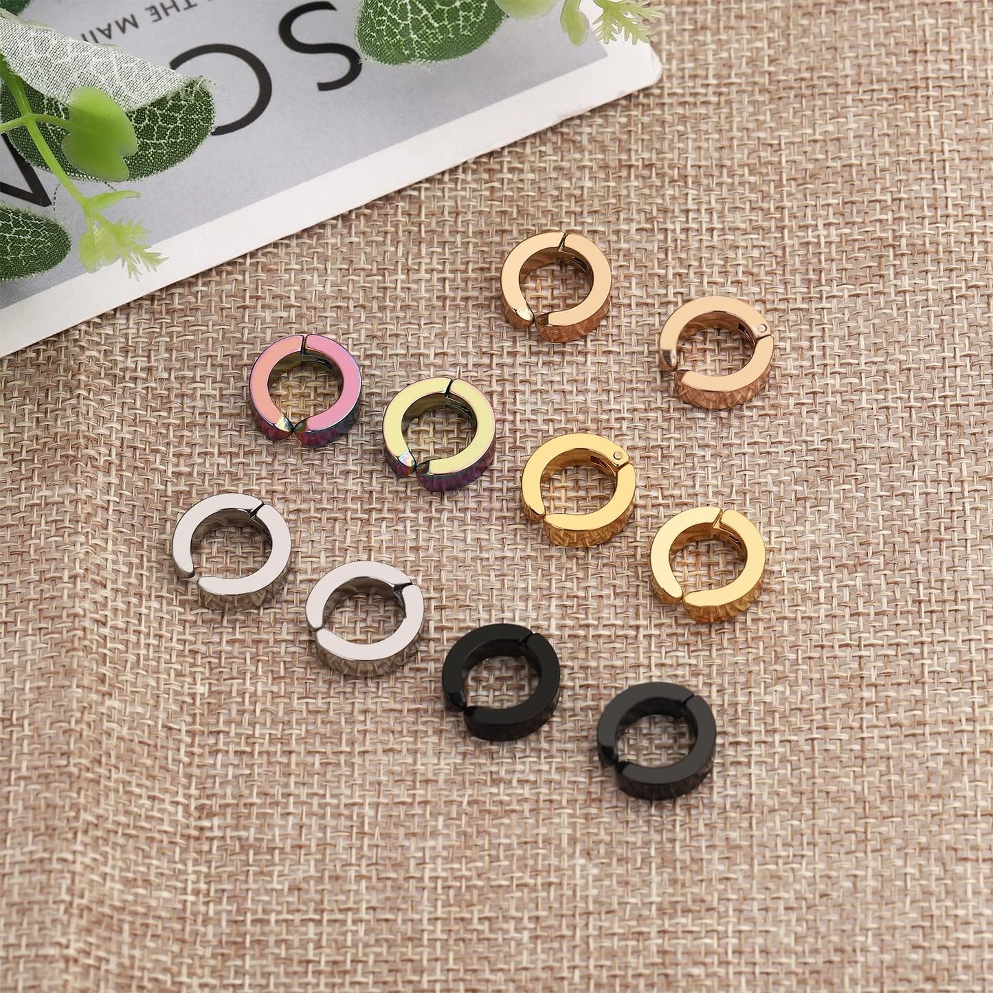 NEWITIN 15 Pairs Magnetic Stud Earrings for Men Clip on Earrings Stainless Steel Magnet Earring Unisex CZ Hoop Magnetic Stud Earring Set for Men Women