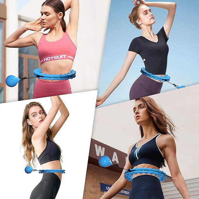 Weighted Hula Infinity Fitness Hoop for Adult Weight Loss, 2 in 1 Smart Fitness Workout Hula Circle Hoops with 28 Links(53 Inch), Exercise Fit Hoop Suitable for Women and Beginners