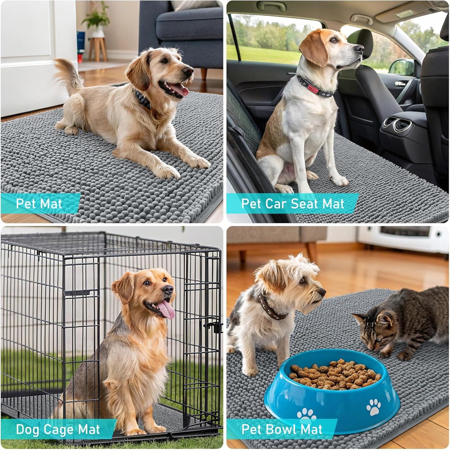 OLANLY Dog Door Mat - Absorbent Non-Slip Chenille for Muddy Paws | 59x20 Grey Indoor Entryway Carpet