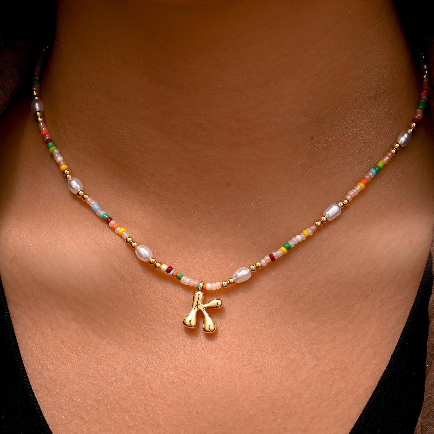 Ritach Initial Necklaces for Women Jewelry - Letter U Necklace Colorful Initial Necklaces for Women Beaded Boho Necklace Summer Beach Jewelry