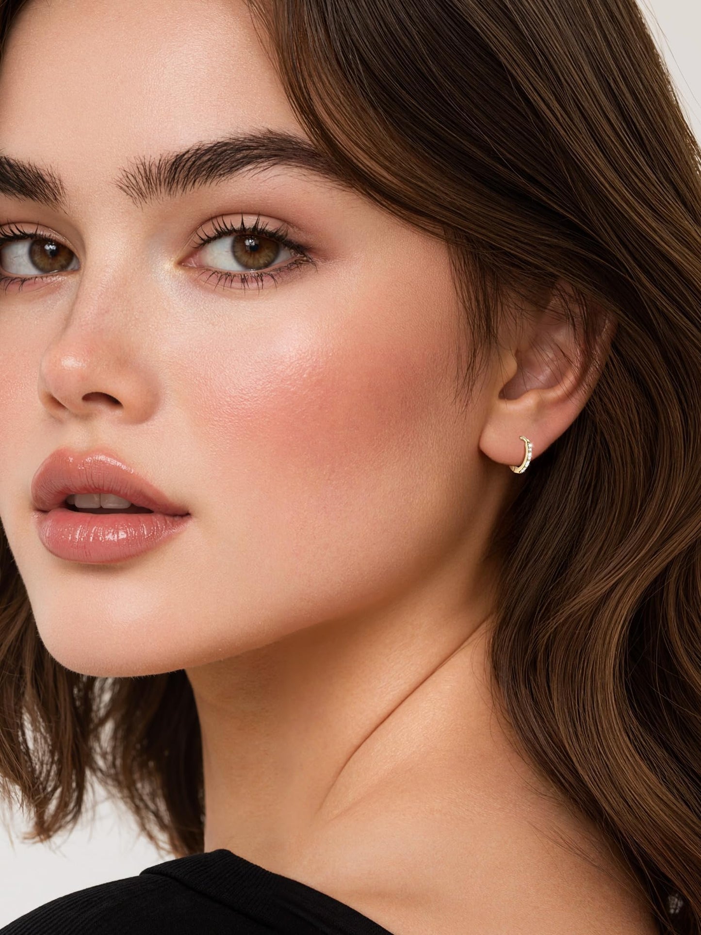 Gold Hoop Earrings For Women Cubic Zirconia Hoops Earring Hypoallergenic 8mm Tiny Huggie Jewelry Non Tarnish Cartilage Piercing Waterproof Ear Earings