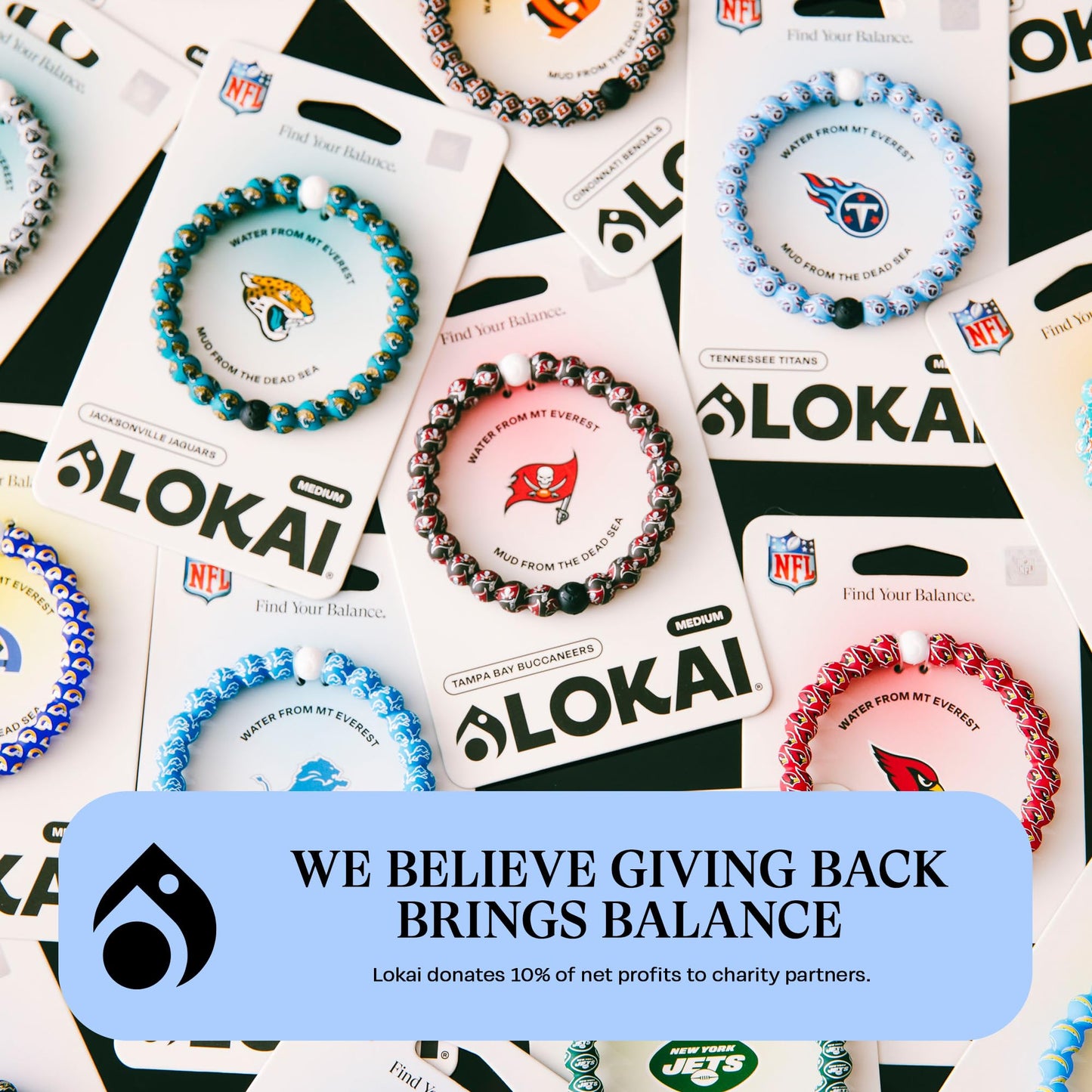 Lokai Silicone Beaded Bracelet for Men & Women, NFL Football Collection - Tampa Bay Buccaneers, Medium - Silicone Jewelry Fashion Bracelet Slides-On for Comfortable Fit