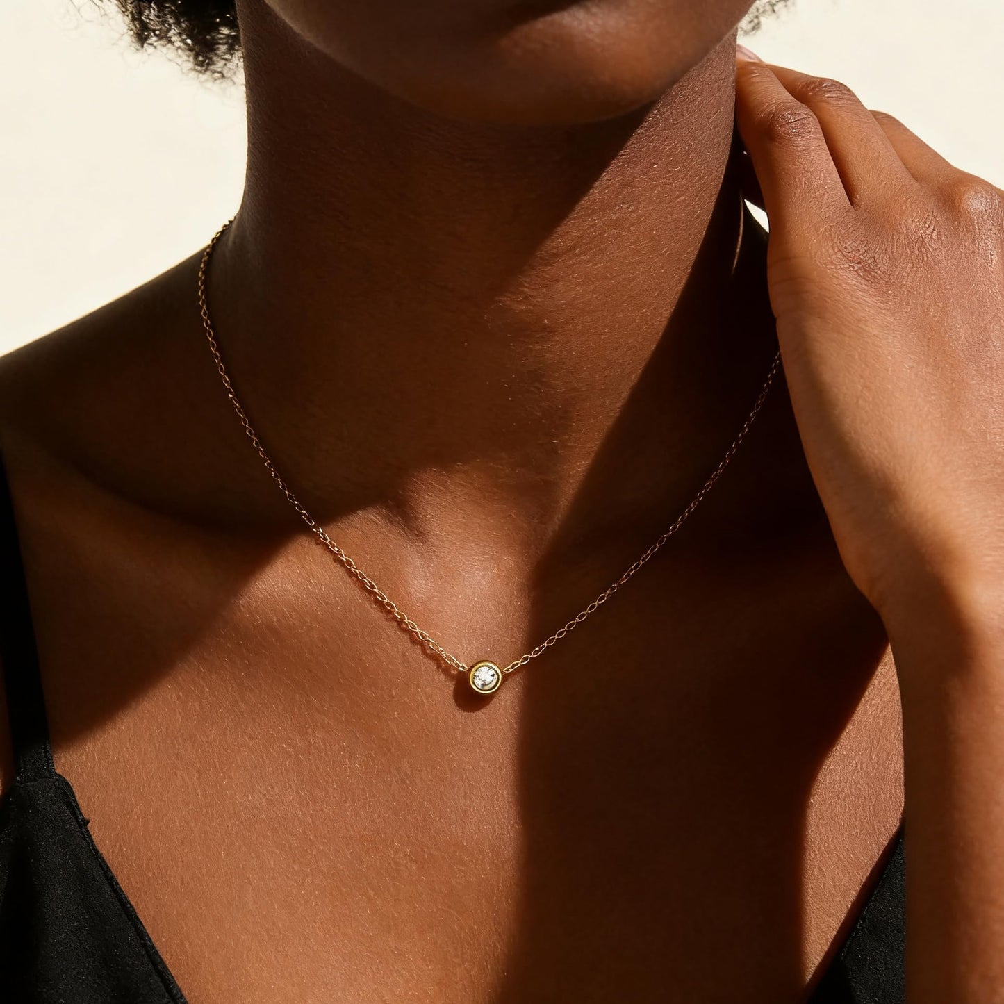Jewigo Cubic Zirconia Necklaces for Women 18K Gold Plated Tear drop Necklace Dainty Layered CZ Lariat Diamond Necklace