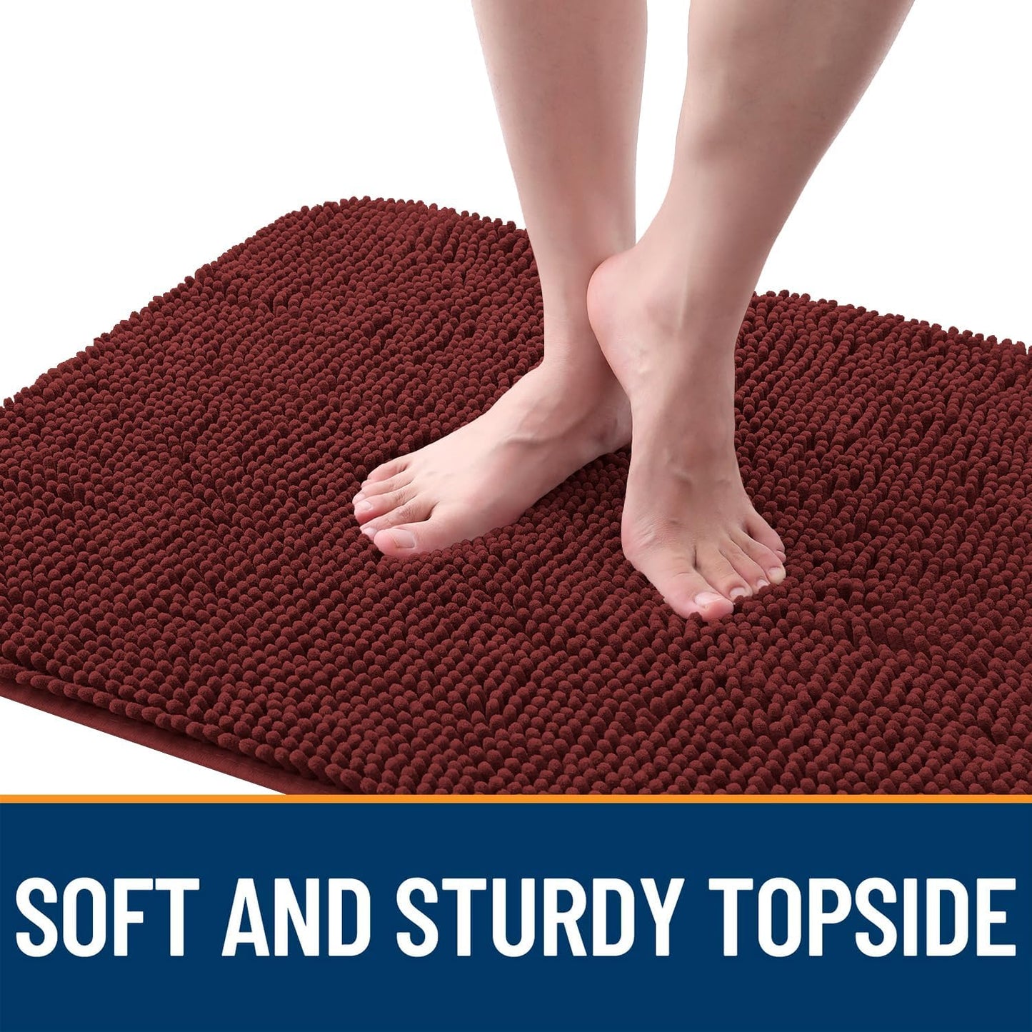 OLANLY Dog Door Mat - Absorbent Non-Slip Washable Doormat for Muddy Paws | 45x27, Quick Dry Chenille, Caramel Russet