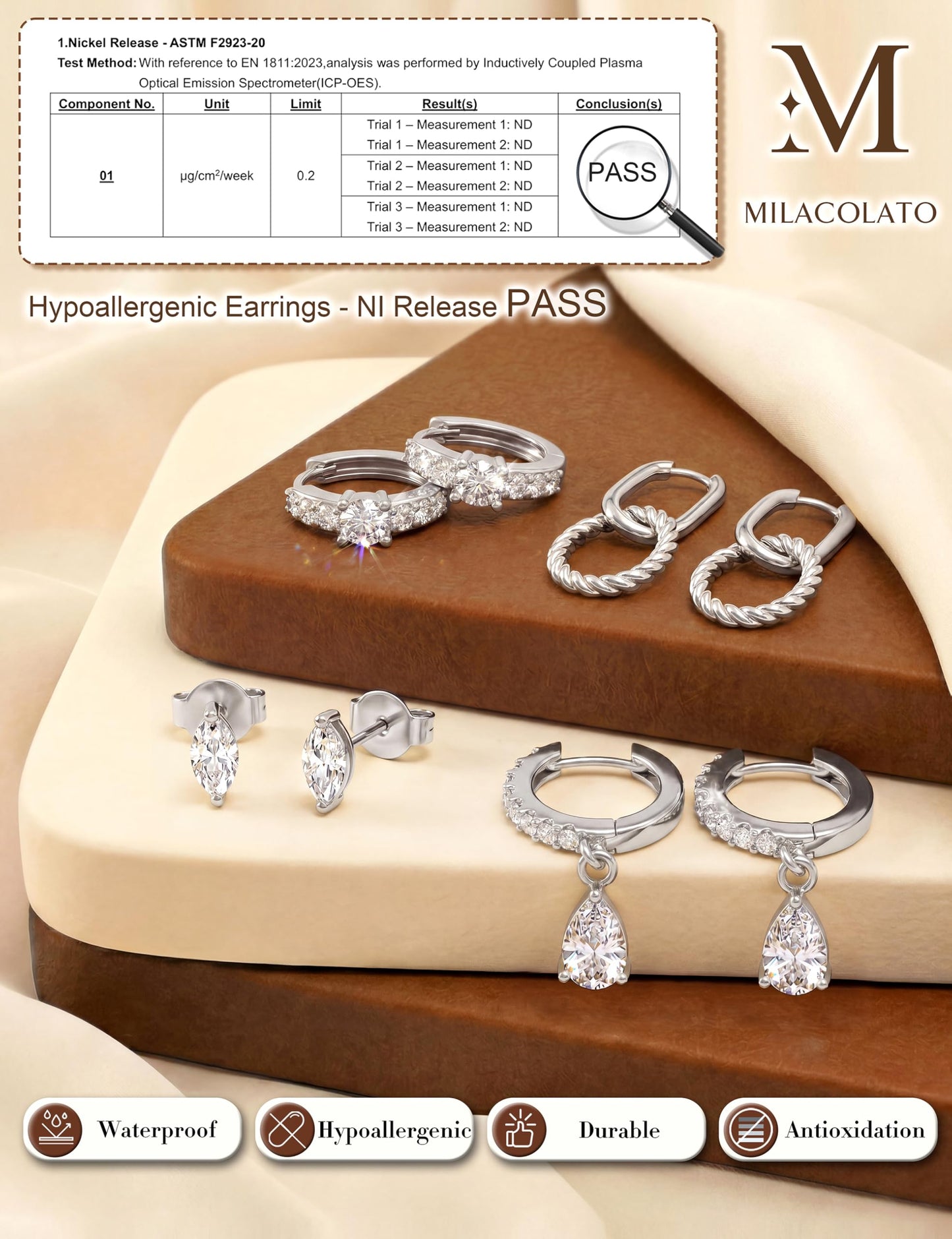 MILACOLATO 4 Pairs Silver Earrings for Women, Hypoallergenic Sterling Silver Filled Small Stud Hoop Earrings Set for Multiple Piercing, Dainty Lightweight Cartilage Huggie Earrings Stacks Trendy Jewelry Gifts, C