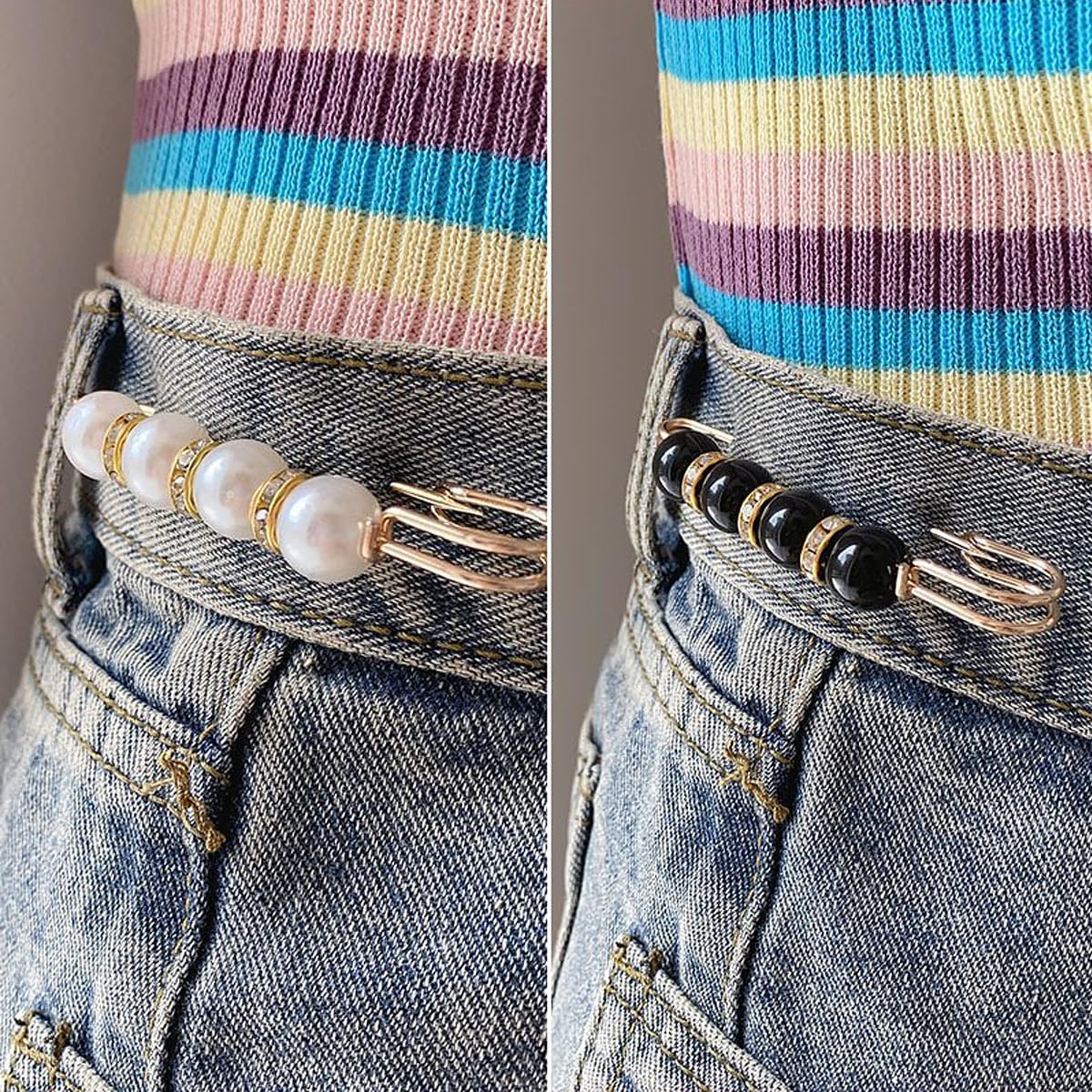 14 Pieces Brooch Safety Pins, Pearl Brooch Button Pin Pant Waist Tightener Pins for Clothes Sweater Shawl Collar Dress Cardigan Shirt Jeans Accessories for Women Girls(Chic)