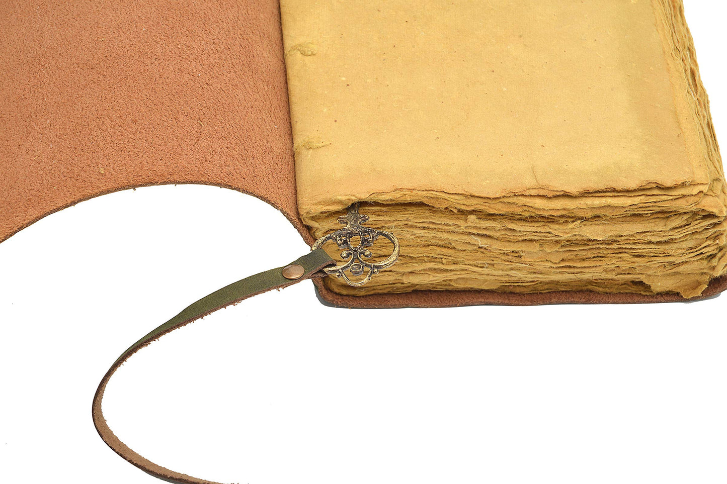 Ruzioon Leather Journal Writing Notebook - Antique Handmade Leather Bound journal with deckle edge paper For Men And Women Diary Large 7.5" X 5.5" Inches, Gift For Art Sketchbook, Travel Diary And Notebooks To Write In (7.5" X 5.5") (11.50" X 8.25")