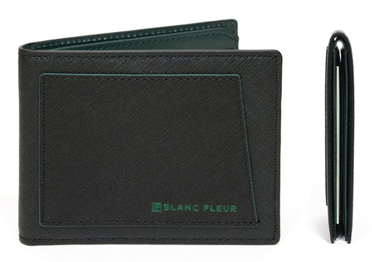 maskfactory stwees bifold leather wallets - Ultra slim, RFID, Front pocket, slim, ID window (Pocket style E, Black)