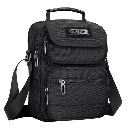 WITZMAN Crossbody Bag for Men Casual Shoulder Bag Lightweight Nylon Messenger Bag Small Man Purse for Work Travel(B710 Black)