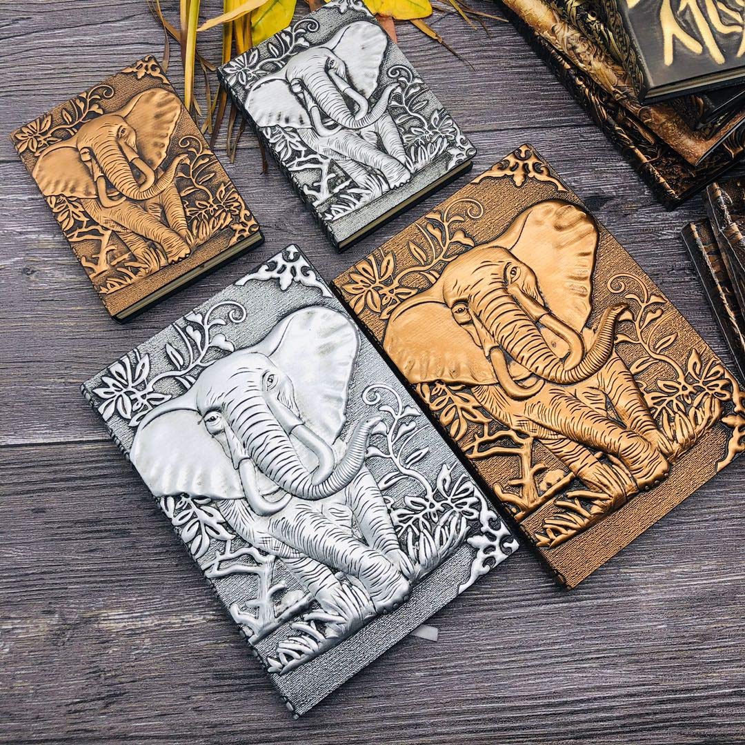 Elephant Journal,Leather Writing Journal Notebook ,A5 Lined Journal,200Pages,Personal Diary-Antique Handmade Embossed Daily Notepad Sketchbook,Travel Diary&Notebooks to Write in,Gift for Men&Women