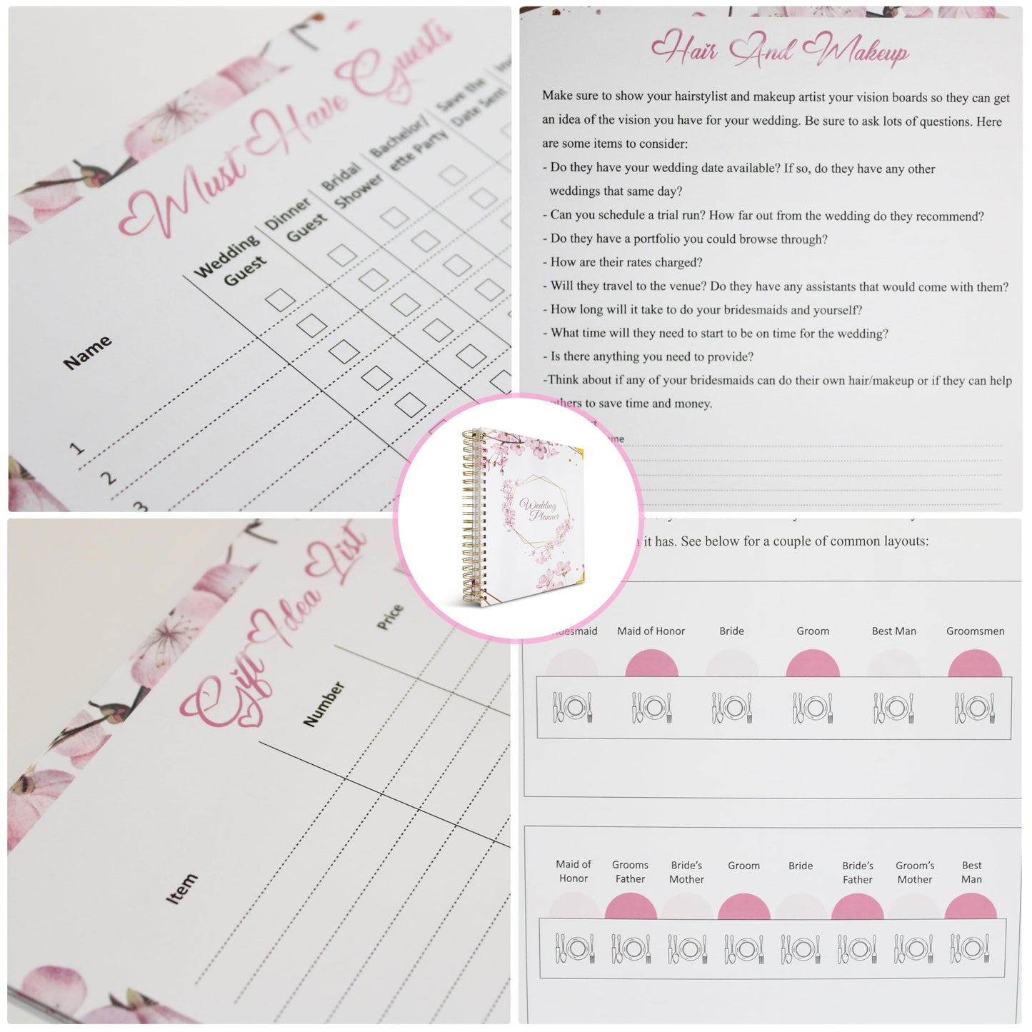 Wedding Planner Book and Organizer for The Bride, Wedding Notebook with a Set of 3 Diamond Pens