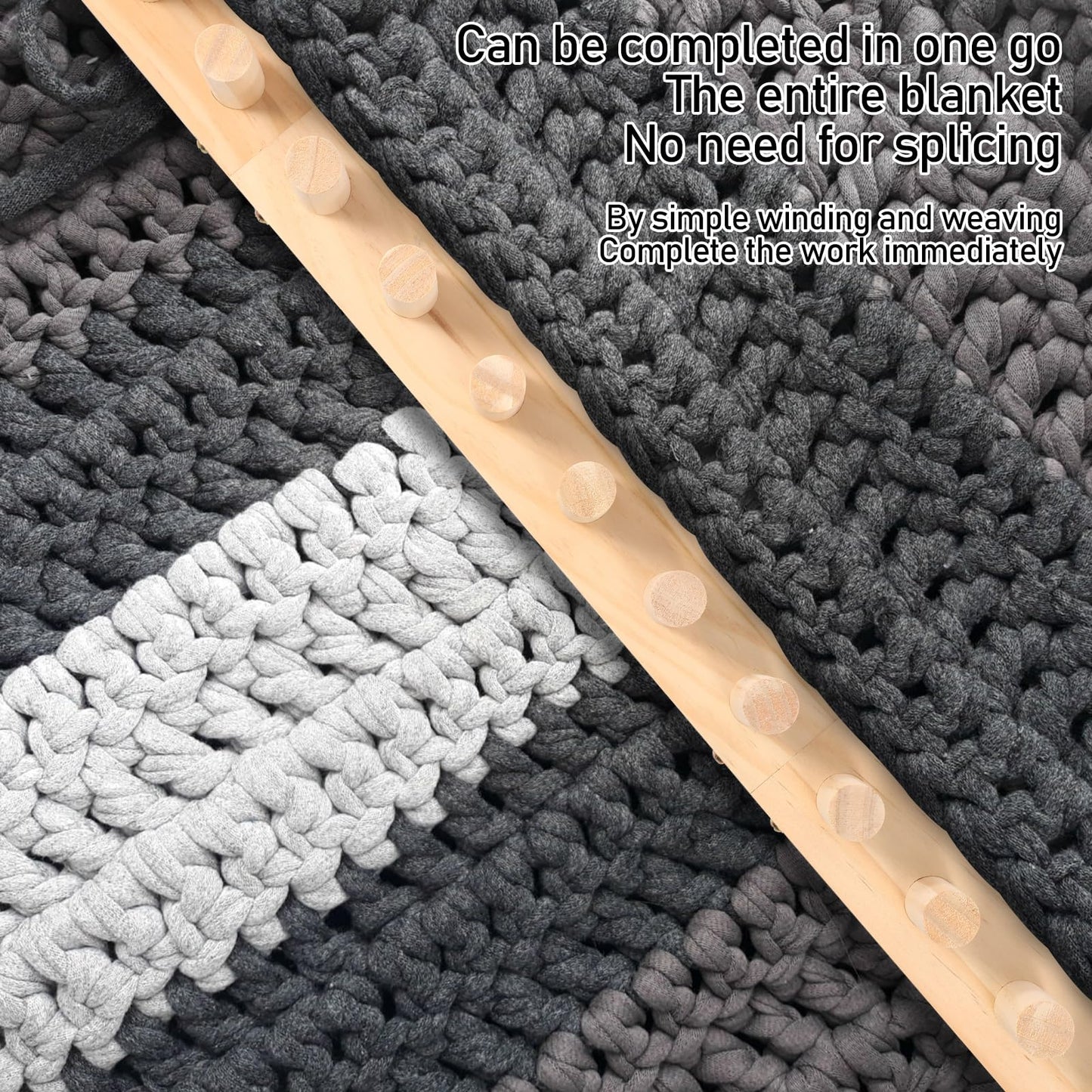 WHQLANG 47 Inch Chunky Knitting Blanket Loom, Reusable Weaving Frame for Sofa Blanket,Bed Runners,Shawls, Adjustable Size,No Needles, Portable DIY Hand Knitting Kit for Beginners