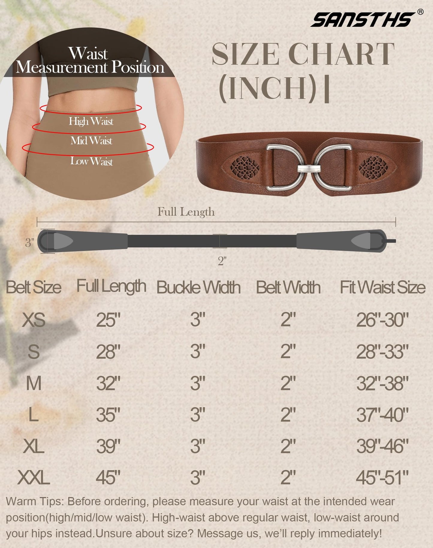 SANSTHS Vintage Women Stretchy Wide Belt Chunky Buckle Elastic Wide Waist Belts for Dresses Coats, Coffee XXL
