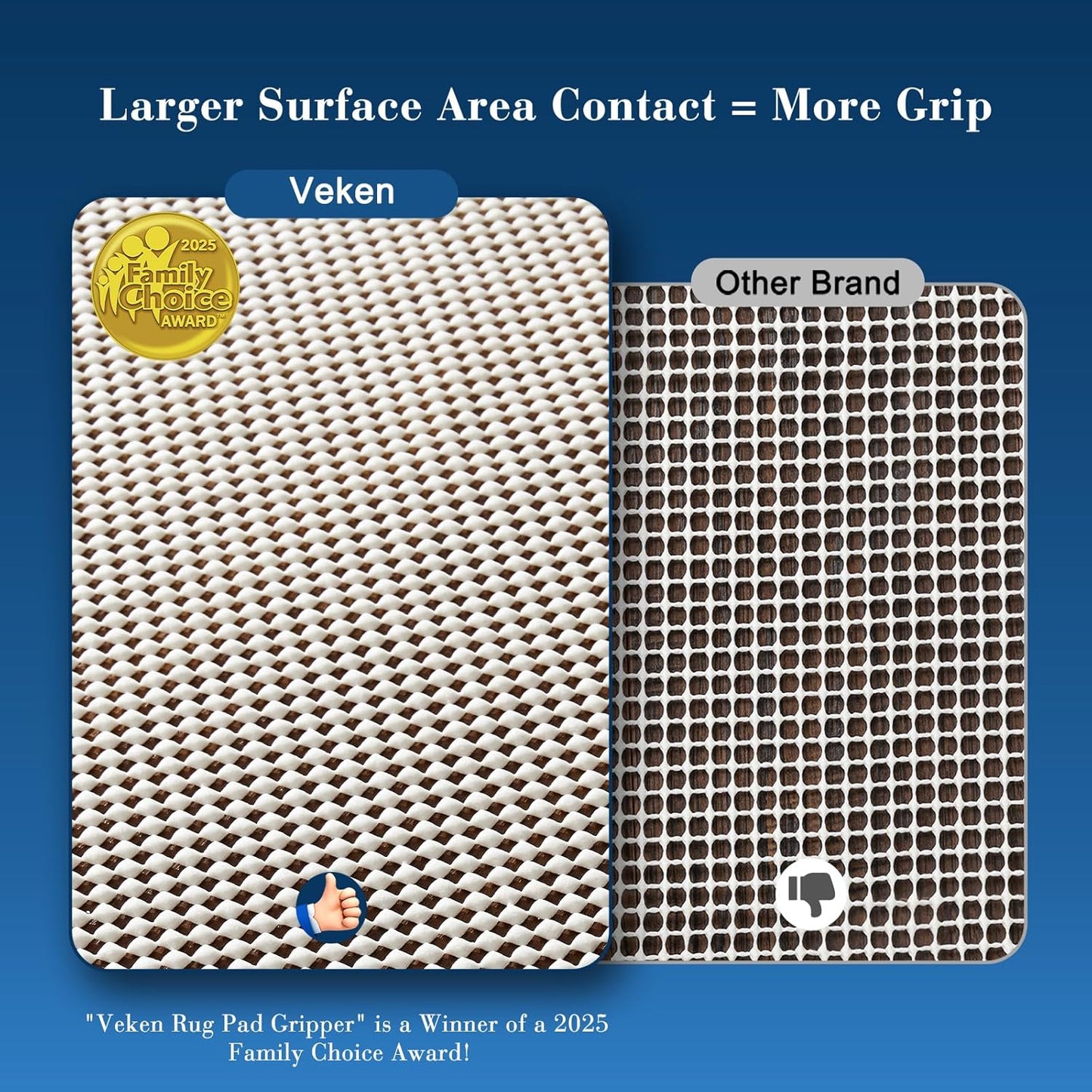 Veken Rug Pad Gripper - Non-Slip Area Rug Pad for Hardwood & Tile Floors - 2.5x14 Ft Anti-Skid Mat
