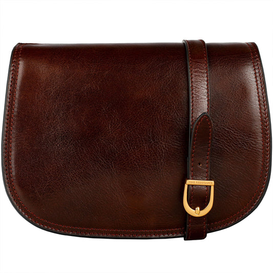 Time Resistance Leather Crossbody Bag for Women - Shoulder Messenger Purse (Brown) - Gift Box Included
