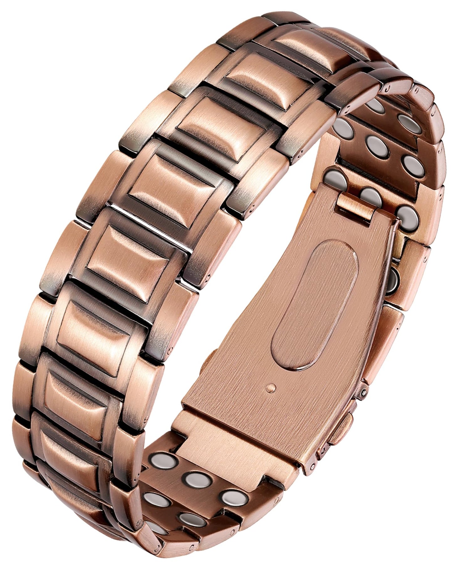 Feraco 3X Upgrade Copper Bracelets for Men,99.99% Pure Cooper Magnetic Bracelet with 3 Row Powerful 3500 Gauss Magnets,Jewelry Copper Gifts for Men