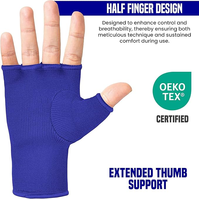 RDX Boxing Hand Wraps Inner Gloves Men Women, Half Finger Elasticated Bandages, Under Mitts Fist Protection, Muay Thai, Kickboxing, MMA, Martial Arts Speed Bag Punching Training