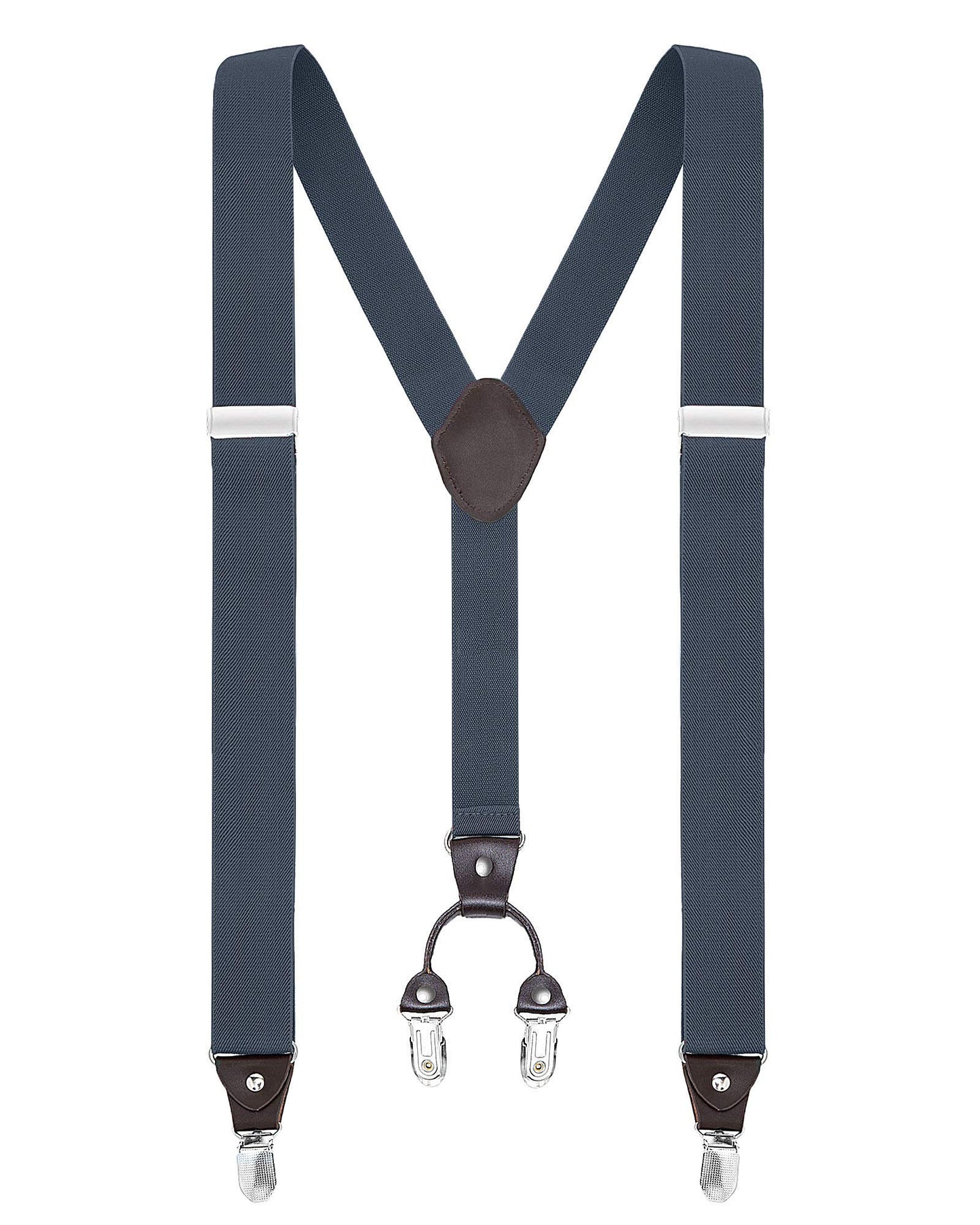 Buyless Fashion Suspenders for Men - 48" Elastic Adjustable Straps 1 1/4" - Y Shape - 5103-Denim-Blue