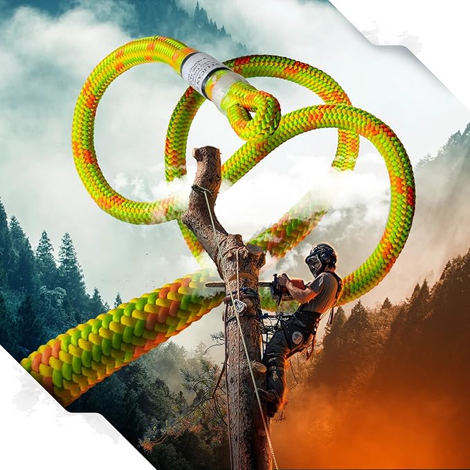 Pelican Rope Arborist Rope 11.8mm x 150Ft, USA Made High-Strength 24-Strands Static Climbing Rope - 7,000 lb Strength for Tree Climbing, Pulling, Outdoors & Swing Made in USA - Viper, Plain End