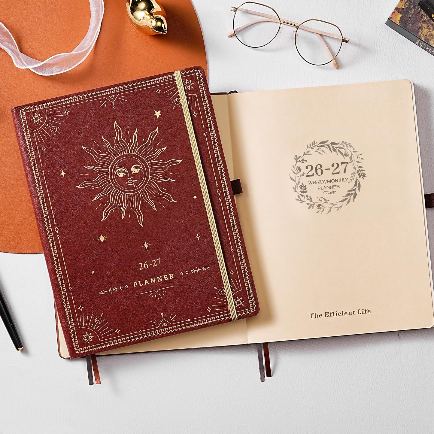 2026-2027 Planner - Academic Planner 2026-2027, 9" x 11", Jul. 2026 - Jun. 2027, Weekly and Monthly Planner 26-27, Leather Cover with Thick Paper, Back Pocket - The Sun