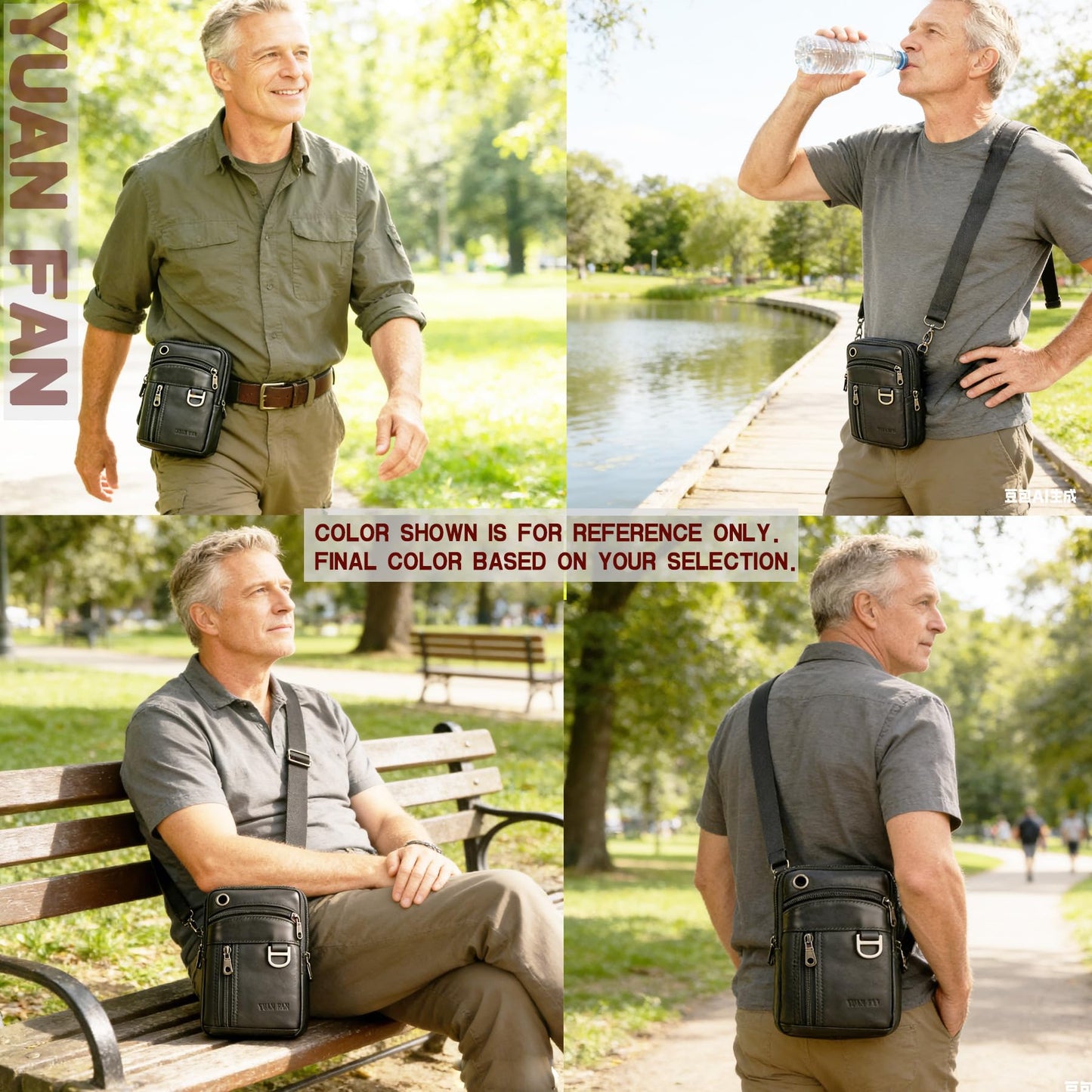 Small Mens Leather Satchel Cell Phone Holster,Vertical Belt Clip Cellphone Pouch,Purse Waist Bag Fanny Pack Compatible with Google,Zipper Phone Bag for Work,Hike