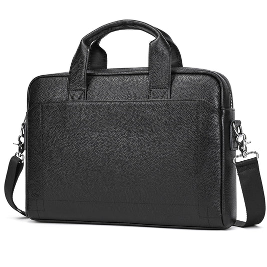 Leather Laptop Bag for Men, Laptop Briefcase Fits Up to 15.6 Inch Notebook, Portable Shoulder Messenger Crossbody Bag for Travel Business Office