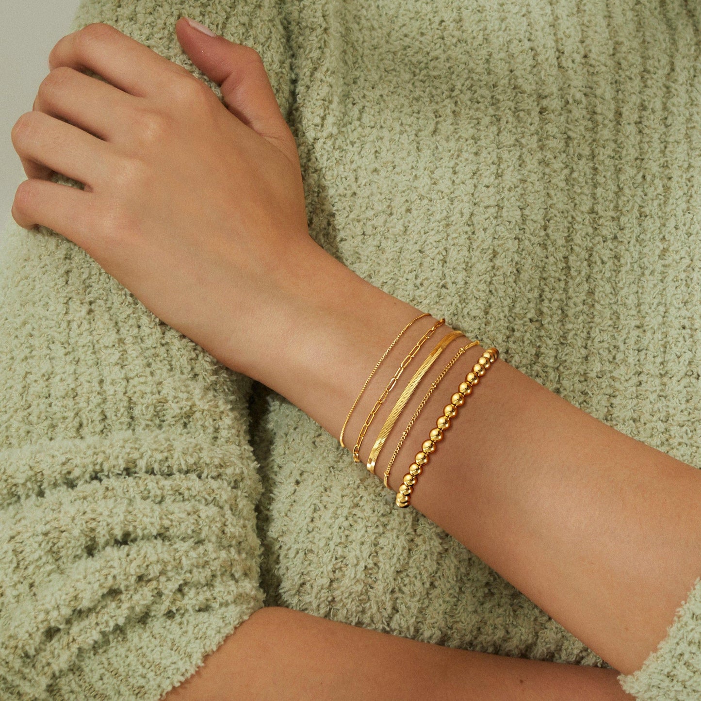 DEARMAY 14K Gold Plated Bracelets for Women Gold Jewelry Set for Women Beaded Bracelets for Women Dainty Paperclip Chain Bracelet Pack Gifts for Women