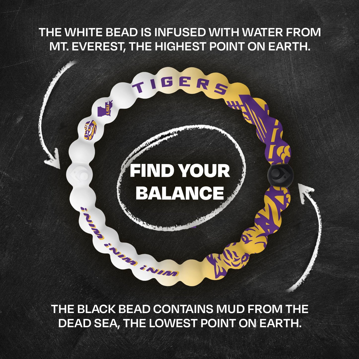 Lokai Collegiate Silicone Beaded Bracelet for Women & Men (LSU Home Field, Medium) - Stylish & Colorful Bead Bracelet Fashion Jewelry - Ring Bangle Slide-On Style Over Wrist for Comfortable Fit