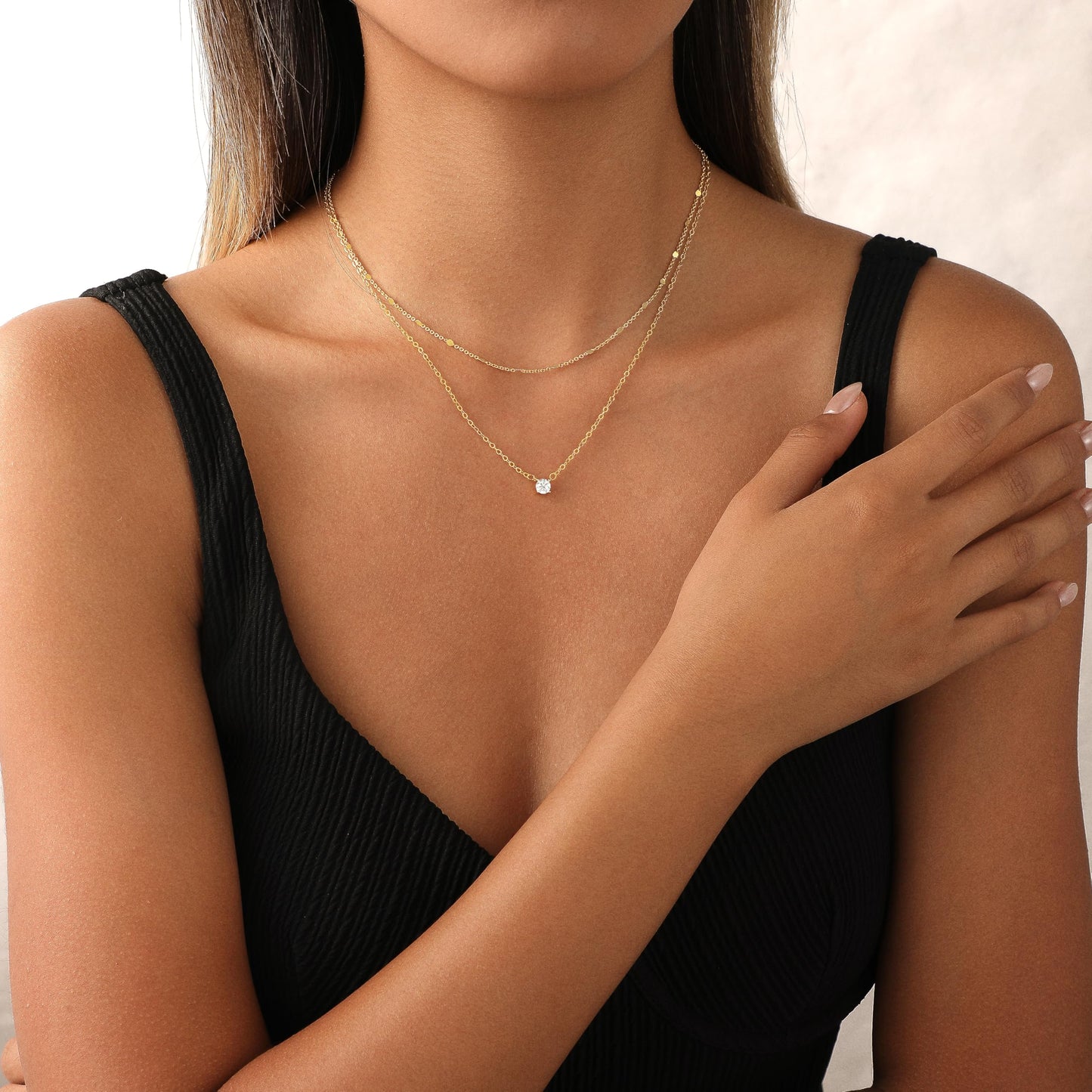 Hothrty Layered Gold/Silver Necklace for Women Dainty 14K Gold Plated CZ Pendant Necklace Choker Necklace for Women Gold Necklace Stack Diamond Simple Trendy Jewelry Set