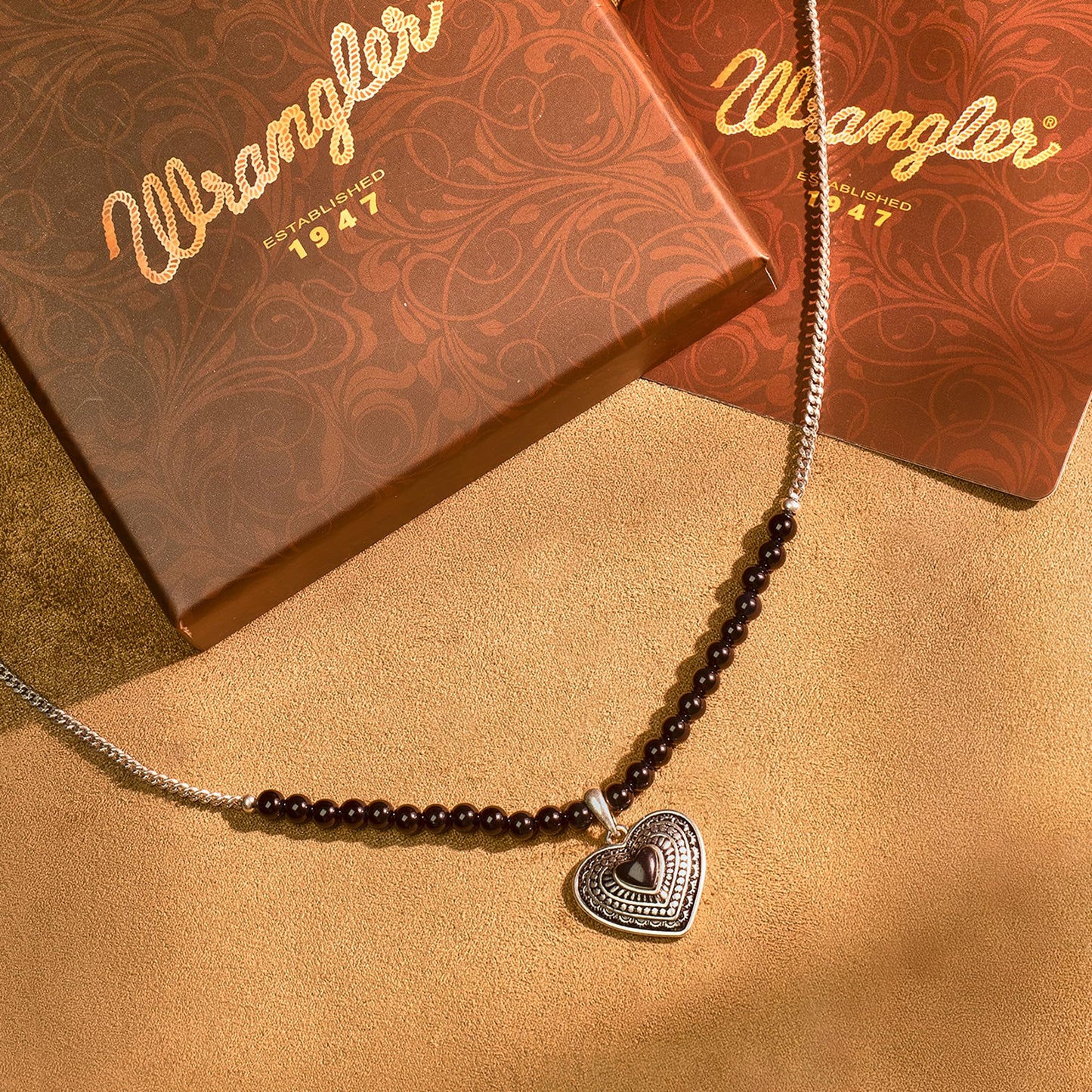 Montana West Wrangler Western Pendant Necklace for Women 14k Gold Silver Heart Statement Turquoise Cowgirl Vintage Trendy Fashion Jewelry WNS-2021S-BK