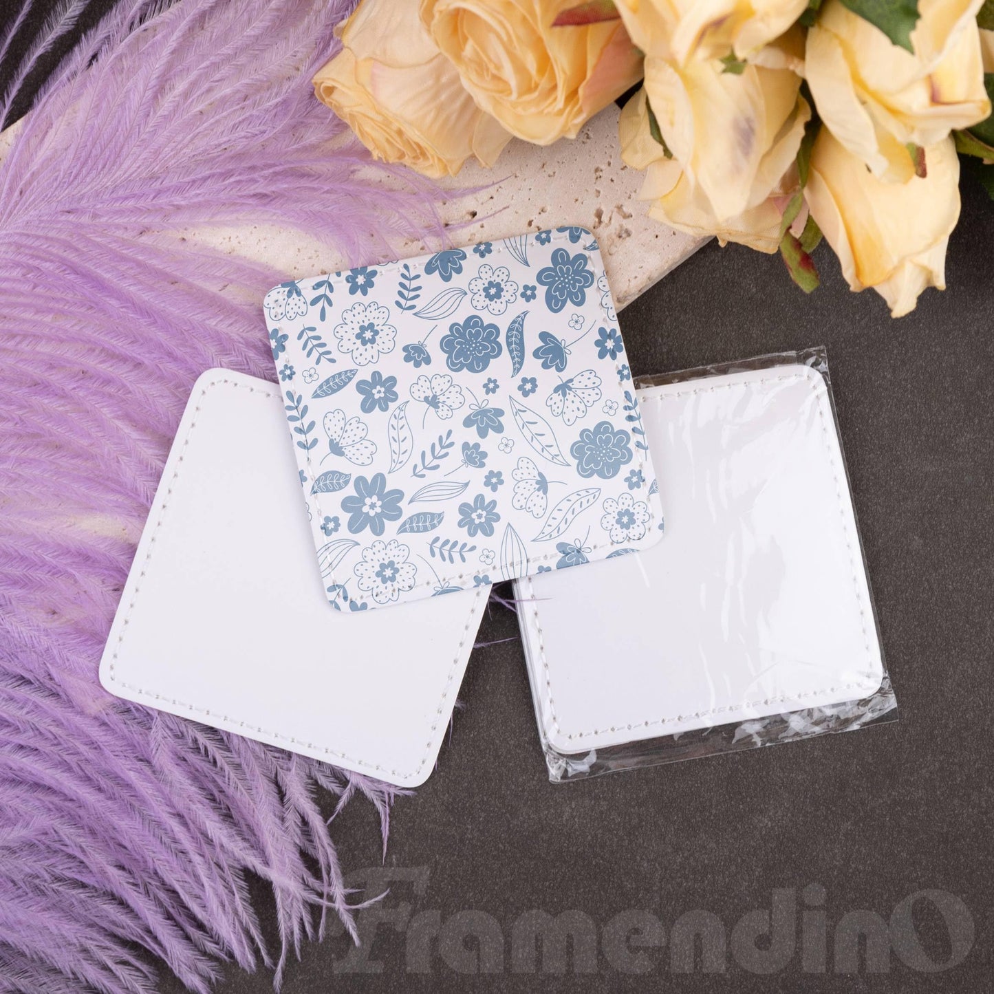 Framendino, 10 Pack Sublimation Patch Blank Square Leather Iron on Patches for Hat Shirt Jeans