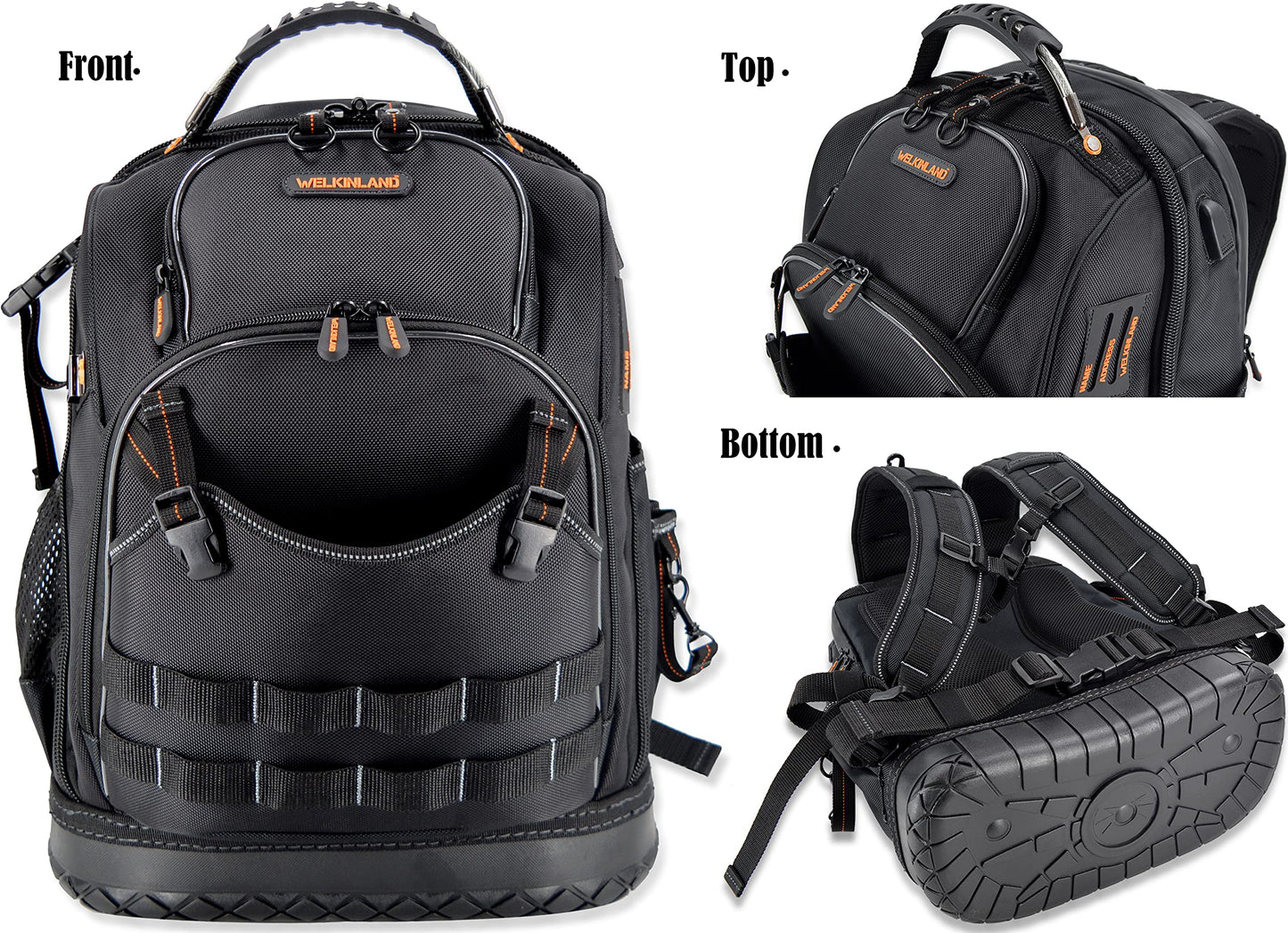 WELKINLAND 77-Pockets Electricians Tool Backpack, Tool Backpack For Men, HVAC Tools Bag Backpacks, Tools Backpacks For Construction