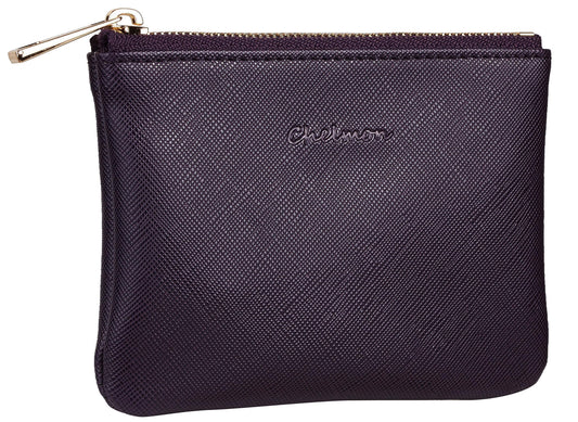 Chelmon Vegan Leather Coin Purse Pouch Change Purse With Zipper For Men Women (CH Steel Purple)