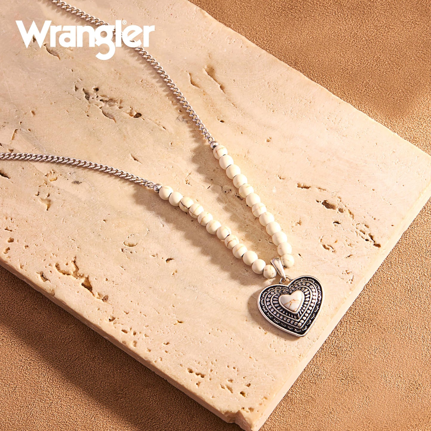 Montana West Wrangler Western Pendant Necklace for Women 14k Gold Silver Heart Statement Turquoise Cowgirl Vintage Trendy Fashion Jewelry WNS-2021S-WT