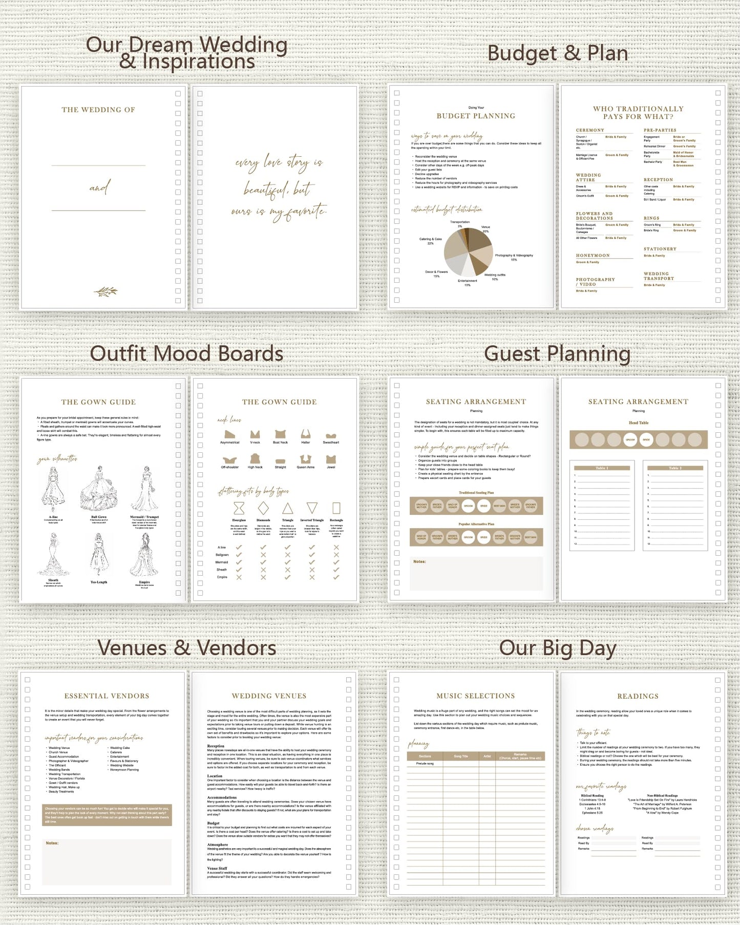 GroomBrideGifts Wedding Planner Book and Organizer, Engagement Gifts for Couples, Bride to Be Gifts, Wedding Planning Binder with Checklists, Pockets & Calendars
